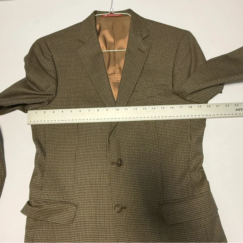 HART SCHAFFNER MARX Brown‎ Tweed Houndstooth Wool Sports Coat Jacket Blazer 40R